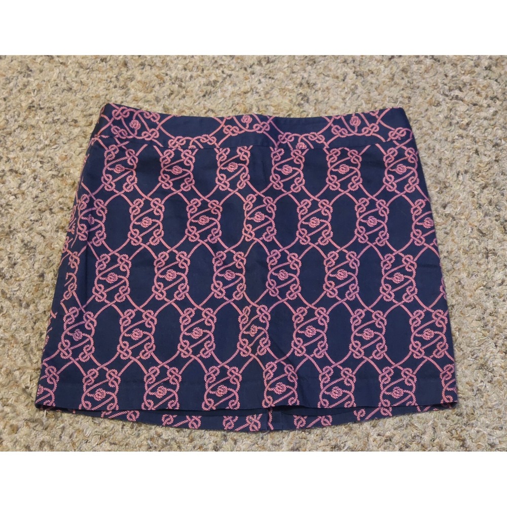 Vineyard Vines Nautical Rope Print Skirt Women's Size‎ 8 Blue Pink Back Zip Up